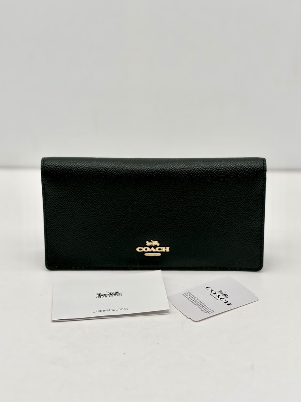COACH Black Leather Bifold Wallet Black